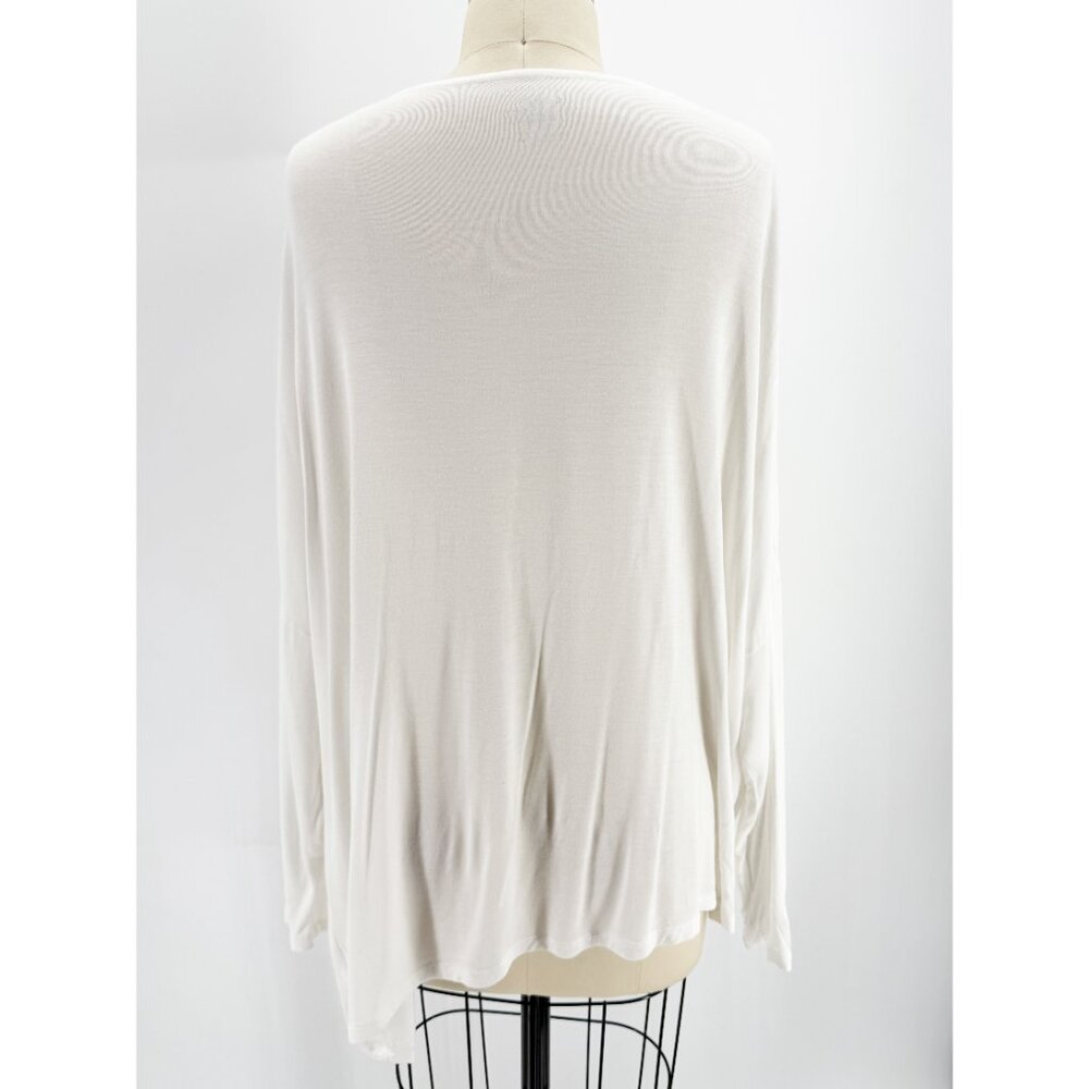 MAJESTIC FILATURES ASYMMETRICAL HEMLINE LONG SLEEVE TEE 3/M white - Picture 3 of 7